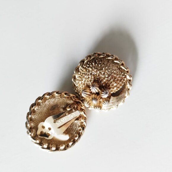 Vintage KRAMER NY Earrings Costume Jewelry Gold Plated Mid-Century Clip-On - Picture 5 of 9